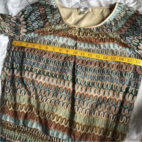 Dress barn Petite Large multicolored‎ brown and green Blouse - Picture 5 of 5